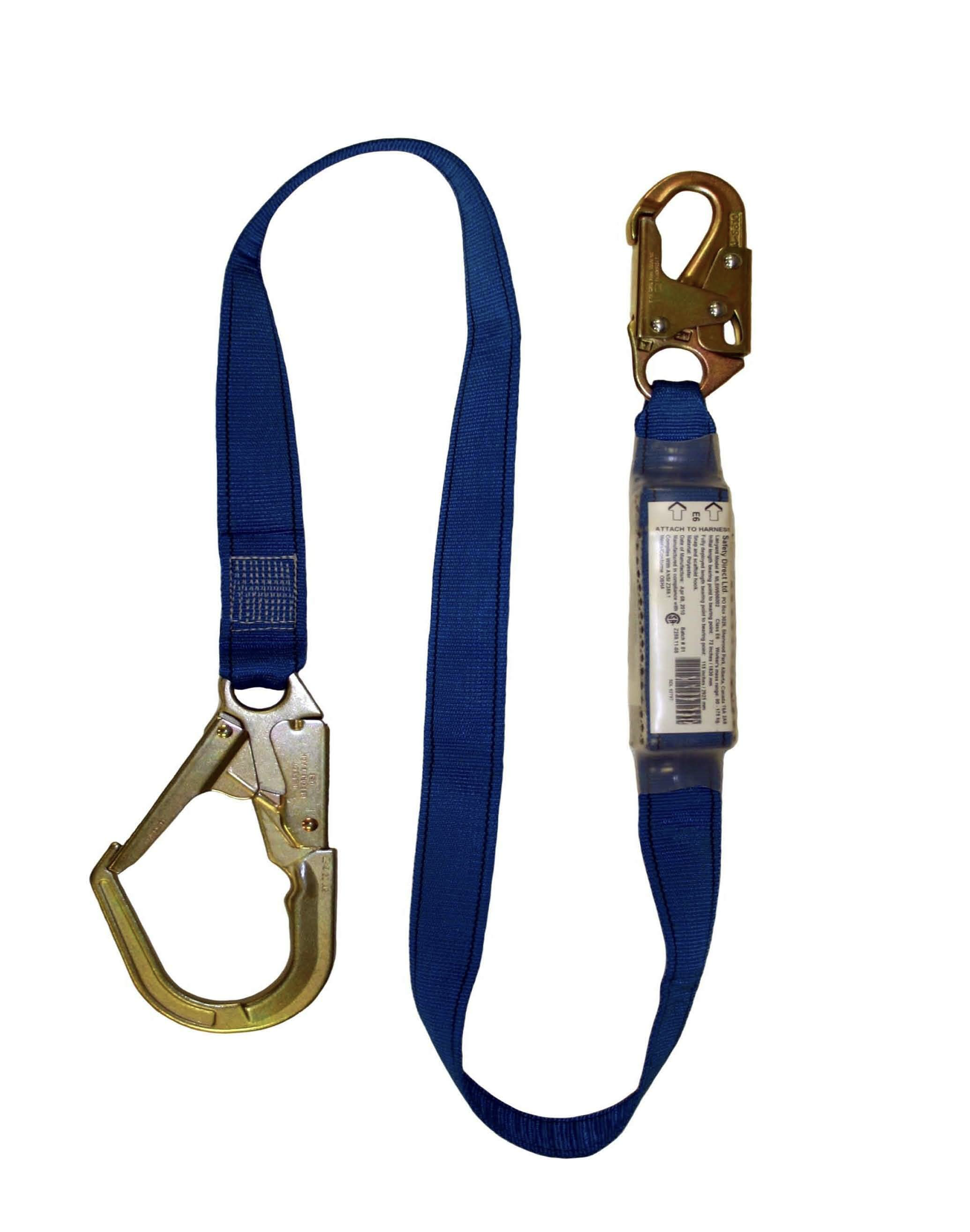 Energy Absorbing Lanyard: 4 ft - E4 with snap hook and rebar hook